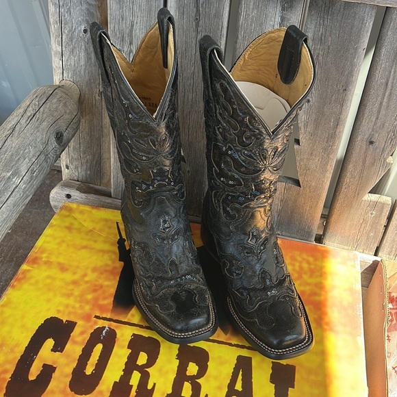 Corral Cowgirl Boots Black sparkle A2931 - Picture 3 of 4